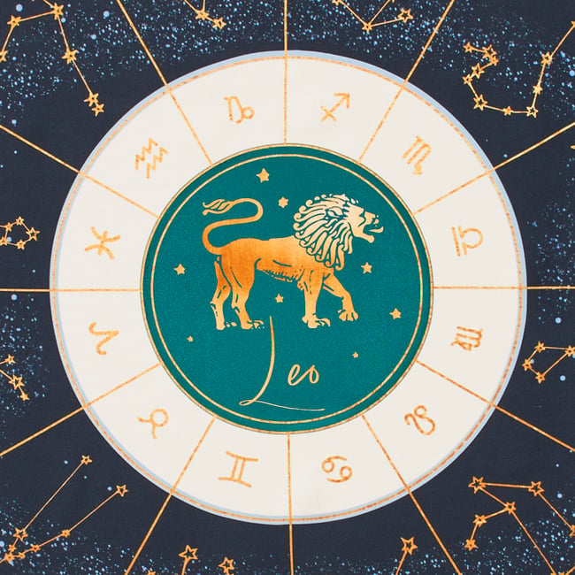 Leo Zodiac Silk Scarf Navy Pure Silk
