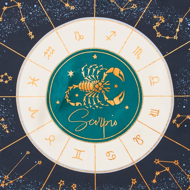 Scorpio Zodiac Silk Scarf Navy Pure Silk