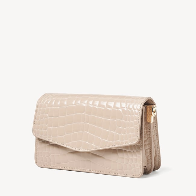 Eliza Clutch Soft Taupe Patent Croc