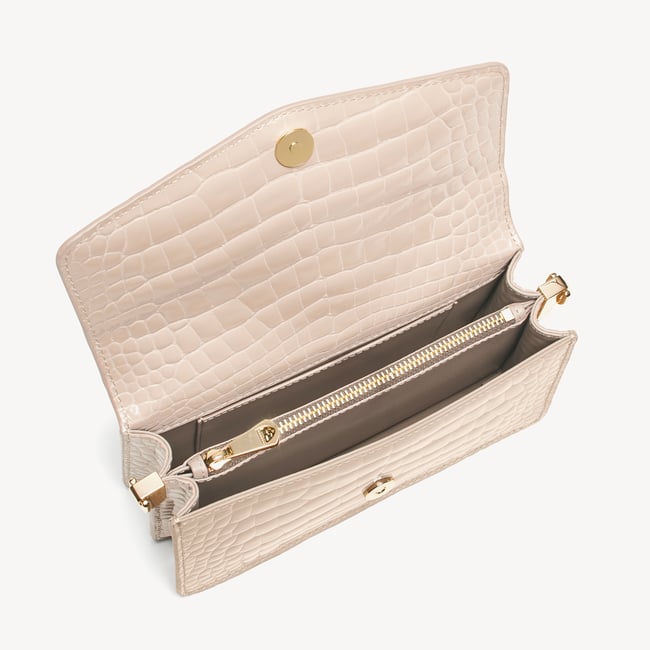 Eliza Clutch Soft Taupe Patent Croc
