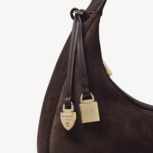 Soho Small Crescent Chocolate Suede
