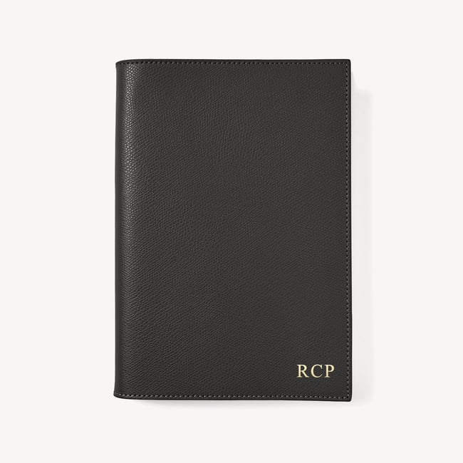 A5 Refillable Journal & Pen Set Black Soft Saffiano