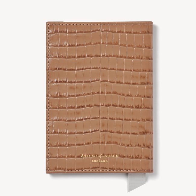Passport Cover Deep Shine Caramel Small Croc