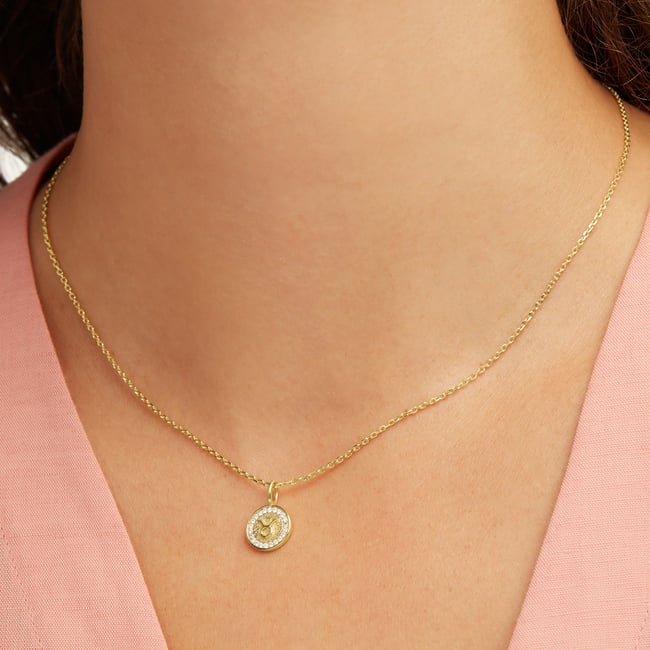 Taurus Zodiac Pendant Necklace Taurus in 18ct Gold Vermeil
