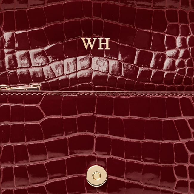 Eliza Clutch Merlot Patent Croc