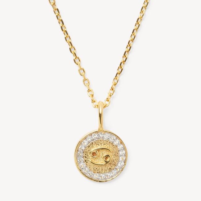 Cancer Zodiac Pendant Necklace Cancer in 18ct Gold Vermeil