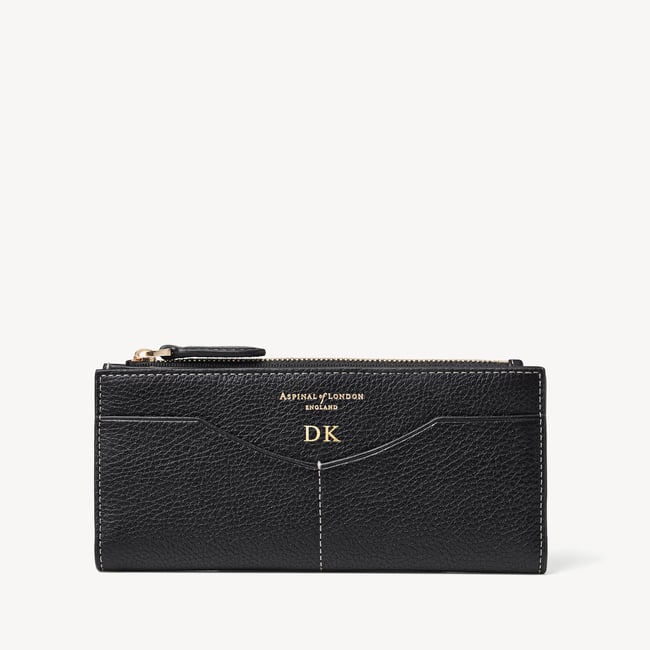 Large Hudson Wallet Black Milled Pebble