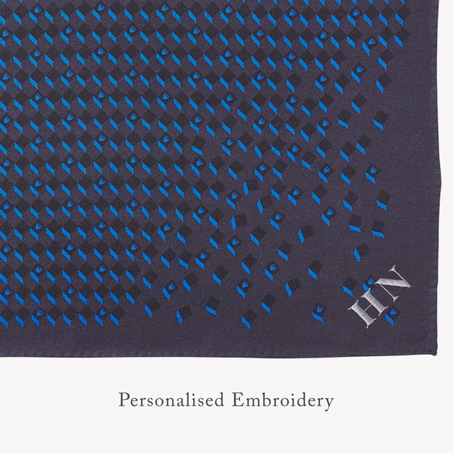 Pure Silk Pocket Square Navy Falling Shields