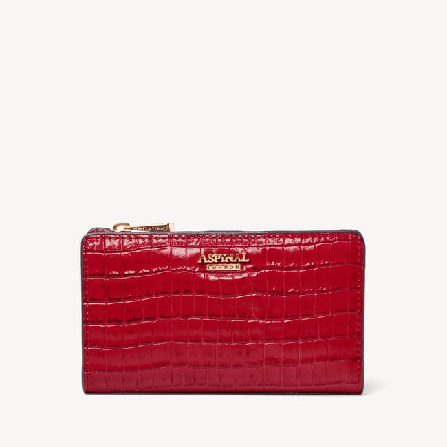 Mayfair® Coin & Card Wallet Deep Shine Cherry Red Small Croc