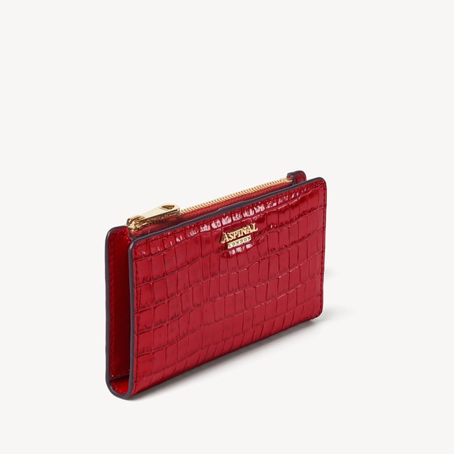 Mayfair® Coin & Card Wallet Deep Shine Cherry Red Small Croc