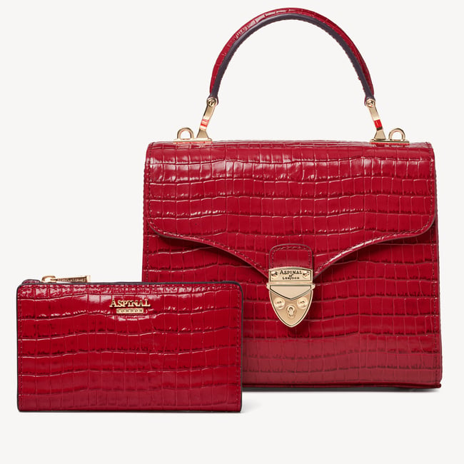 Mayfair® Coin & Card Wallet Deep Shine Cherry Red Small Croc