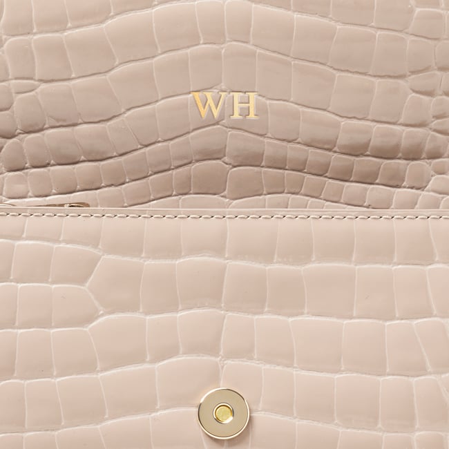 Eliza Clutch Soft Taupe Patent Croc