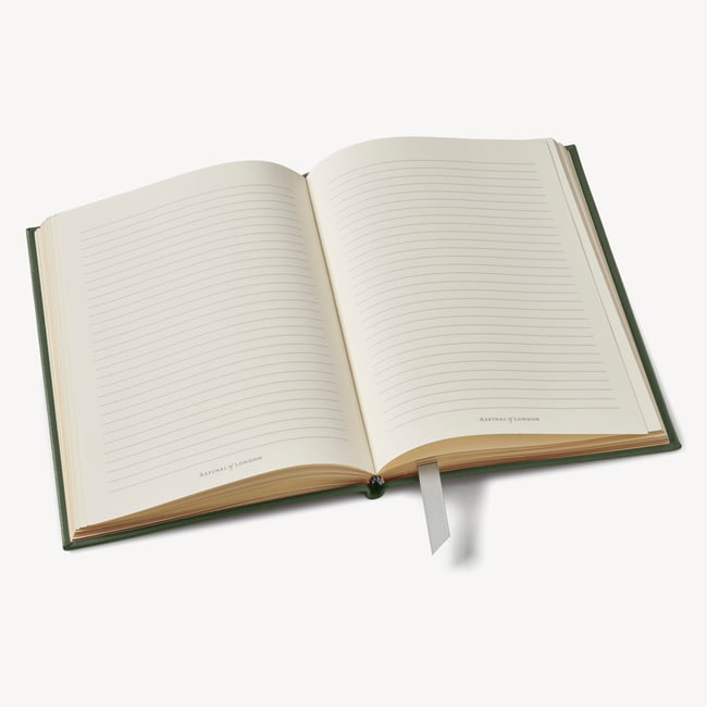 A5 Leather Bound Notebook Racing Green Pebble