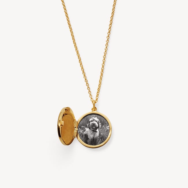 Round Locket Necklace Lapis Lazuli, White Topaz & 18ct Gold Vermeil