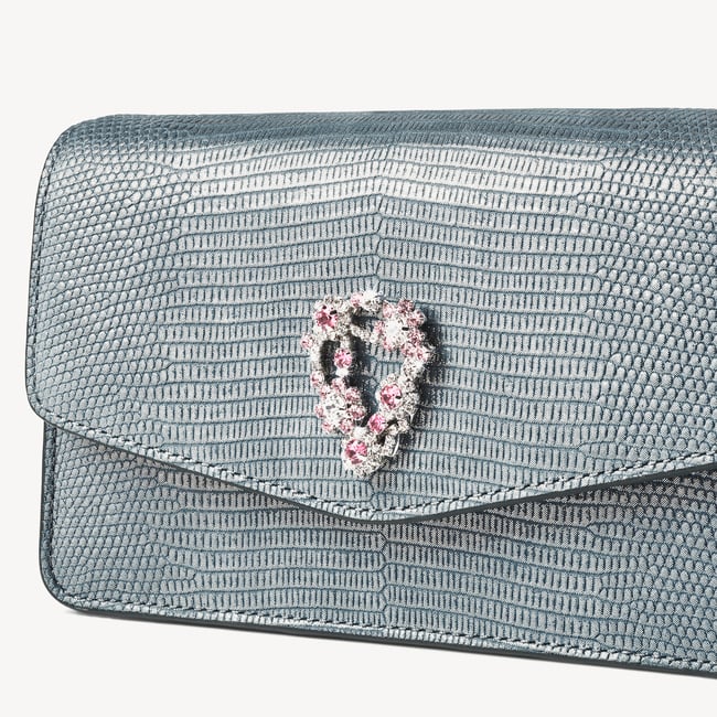 Eliza Clutch Peacock Blue Lizard