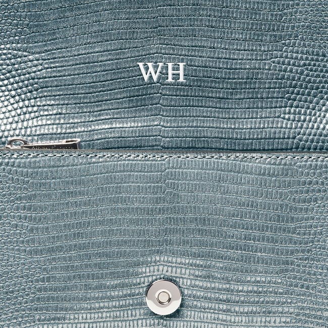 Eliza Clutch Peacock Blue Lizard