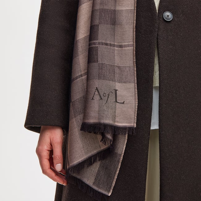 Silk Check Scarf Putty Silk Modal