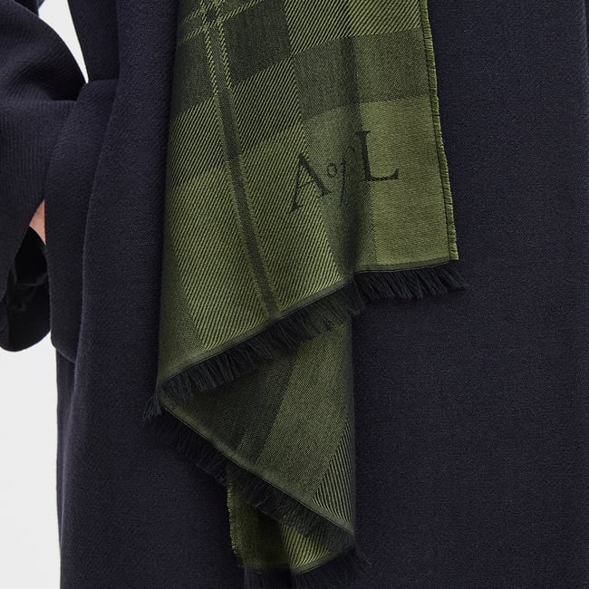 Silk Check Scarf Evergreen Silk Modal