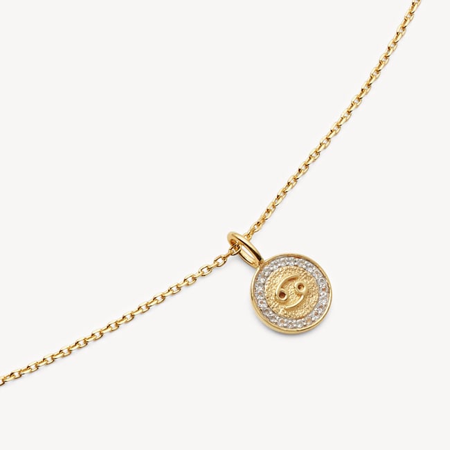 Cancer Zodiac Pendant Necklace Cancer in 18ct Gold Vermeil