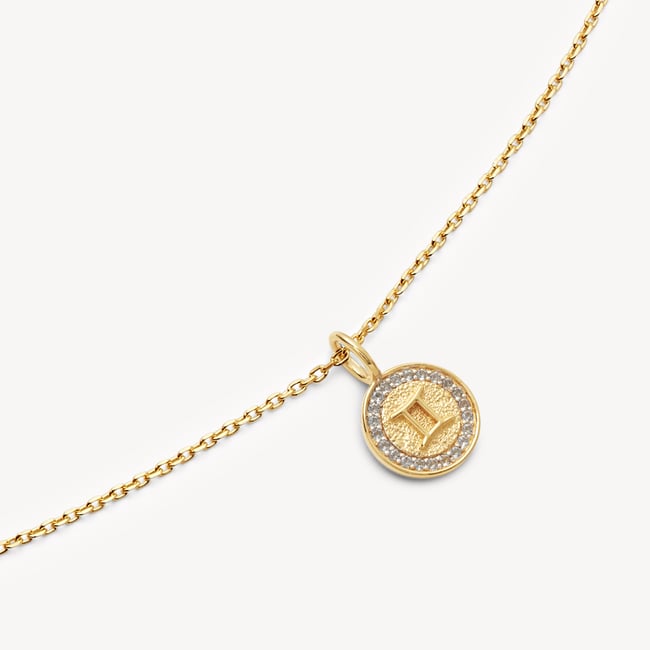 Gemini Zodiac Pendant Necklace Gemini in 18ct Gold Vermeil