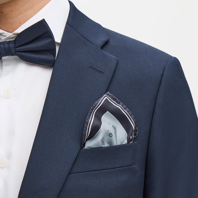 Pure Silk Pocket Square Pale Blue Circle Paisley