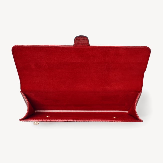 Travel Wallet Deep Shine Cherry Red Small Croc