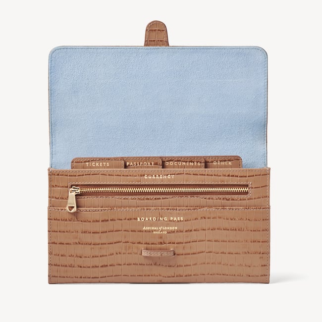 Travel Wallet Deep Shine Caramel Small Croc
