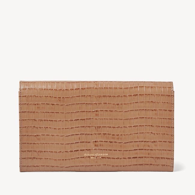 Travel Wallet Deep Shine Caramel Small Croc