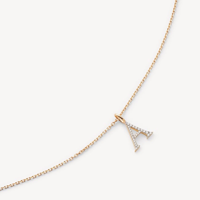 Diamond Initial A Necklace 0.114ct Diamond