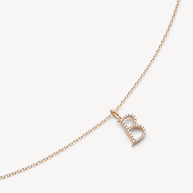 Diamond Initial B Necklace 0.136ct Diamond