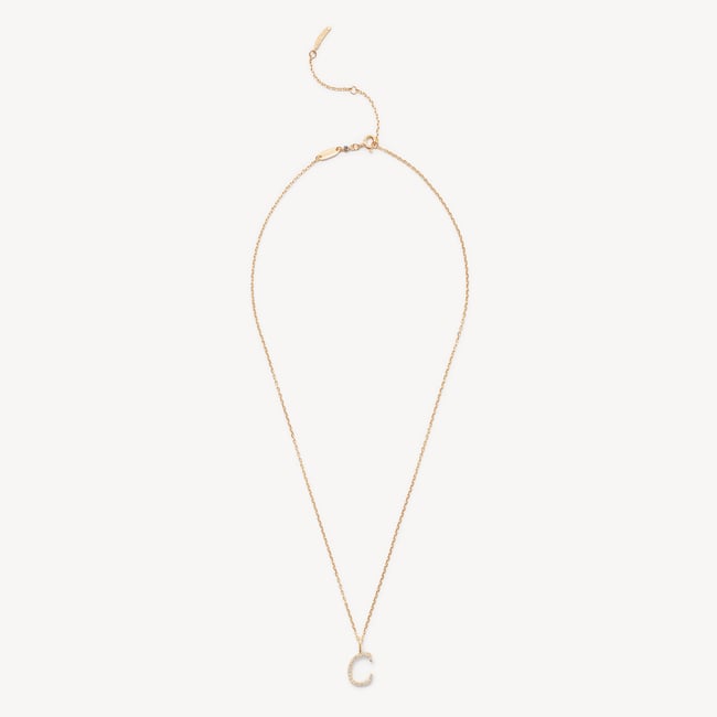 Diamond Initial C Necklace 0.148ct Diamond
