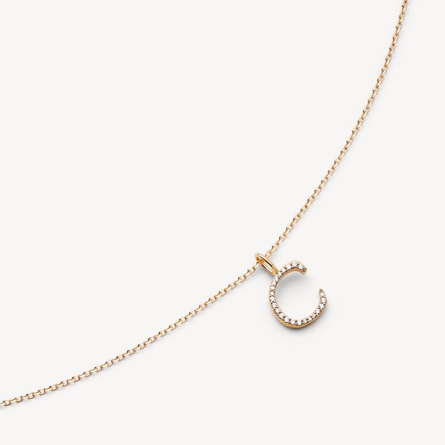 Diamond Initial C Necklace 0.148ct Diamond