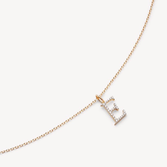 Diamond Initial E Necklace 0.113ct Diamond