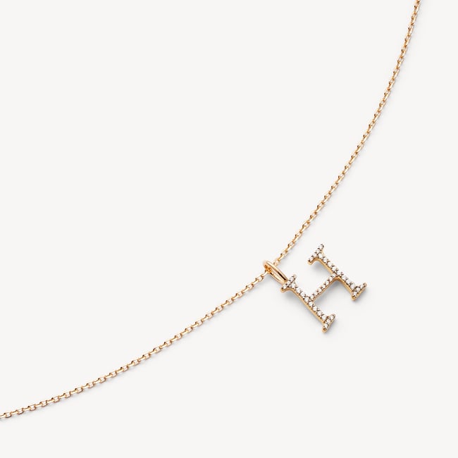 Diamond Initial H Necklace 0.126ct Diamond