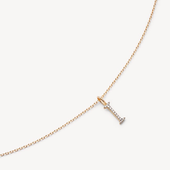 Diamond Initial I Necklace 0.062ct Diamond