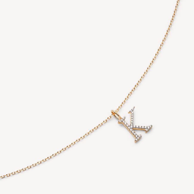 Diamond Initial K Necklace 0.138ct Diamond