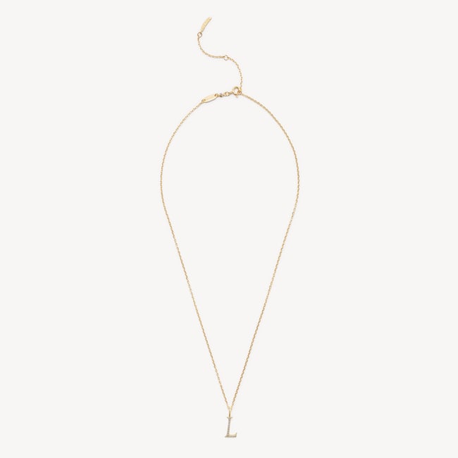 Diamond Initial L Necklace 0.076ct Diamond