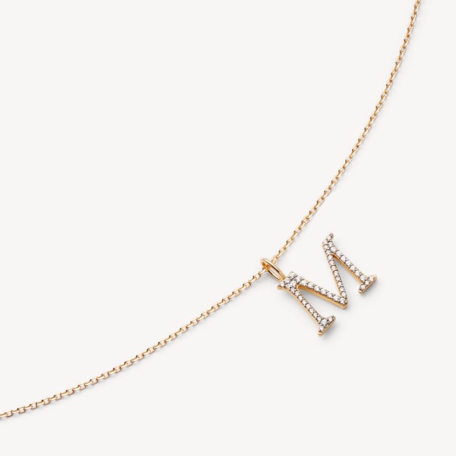 Diamond Initial M Necklace 0.207ct Diamond