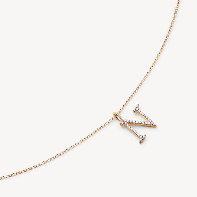 Diamond Initial N Necklace 0.207ct Diamond