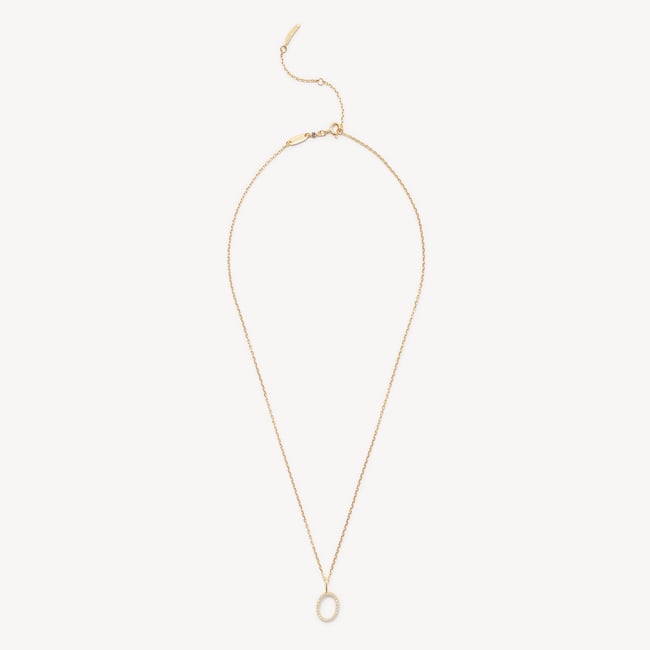 Diamond Initial O Necklace 0.126ct Diamond
