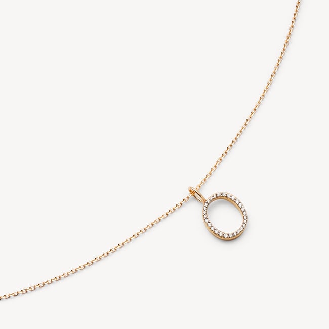 Diamond Initial O Necklace 0.126ct Diamond