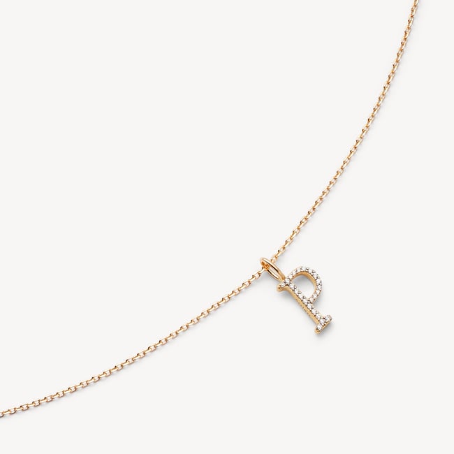 Diamond Initial P Necklace 0.126ct Diamond