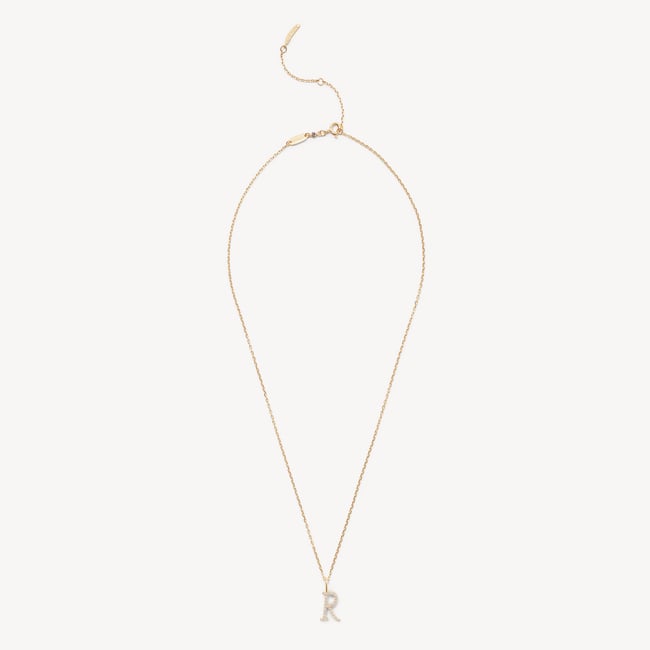 Diamond Initial R Necklace 0.120ct Diamond