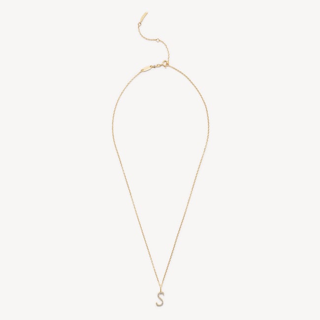 Diamond Initial S Necklace 0.096ct Diamond