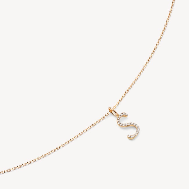 Diamond Initial S Necklace 0.096ct Diamond