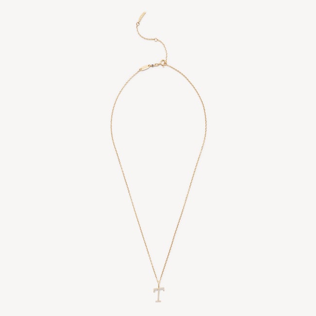 Diamond Initial T Necklace 0.107ct Diamond