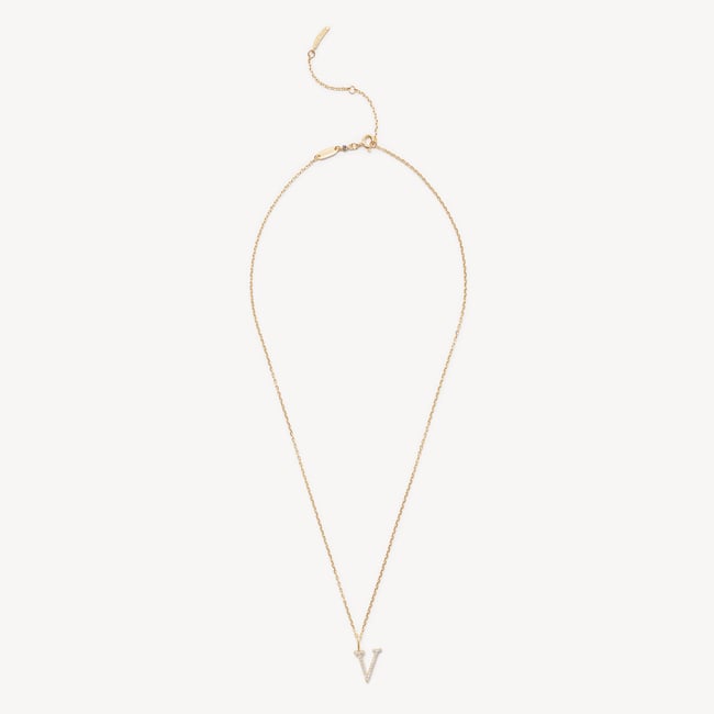 Diamond Initial V Necklace 0.107ct Diamond