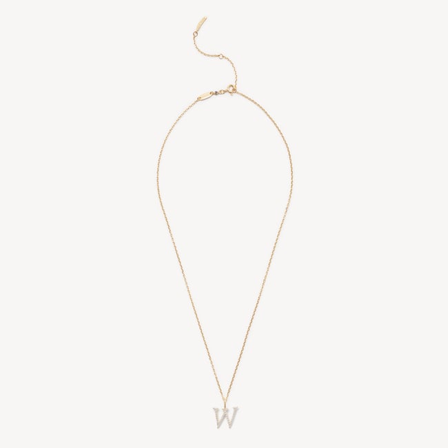 Diamond Initial W Necklace 0.107ct Diamond