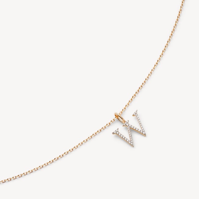 Diamond Initial W Necklace 0.107ct Diamond
