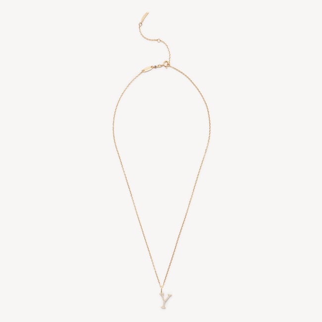 Diamond Initial Y Necklace 0.103ct Diamond